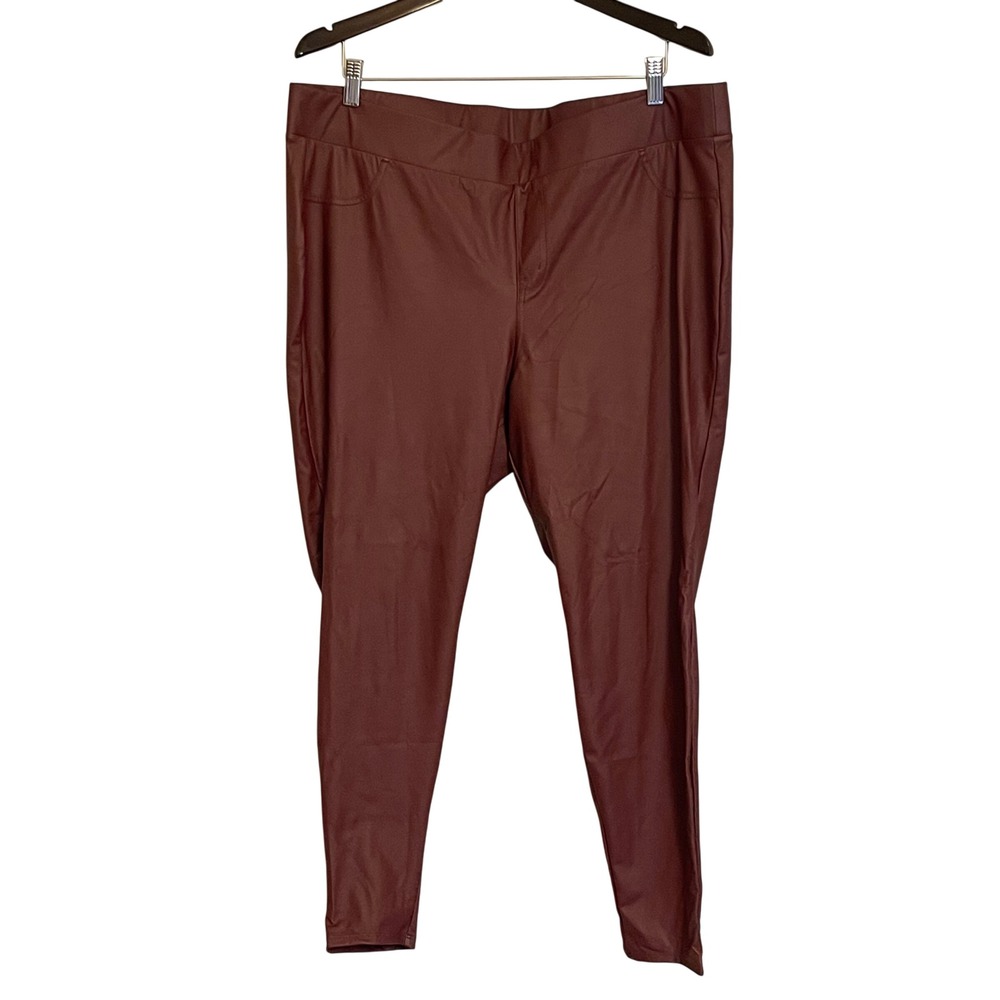 Torrid Faux Leather Leggings Burgundy Stretch Pants Women's Size 3